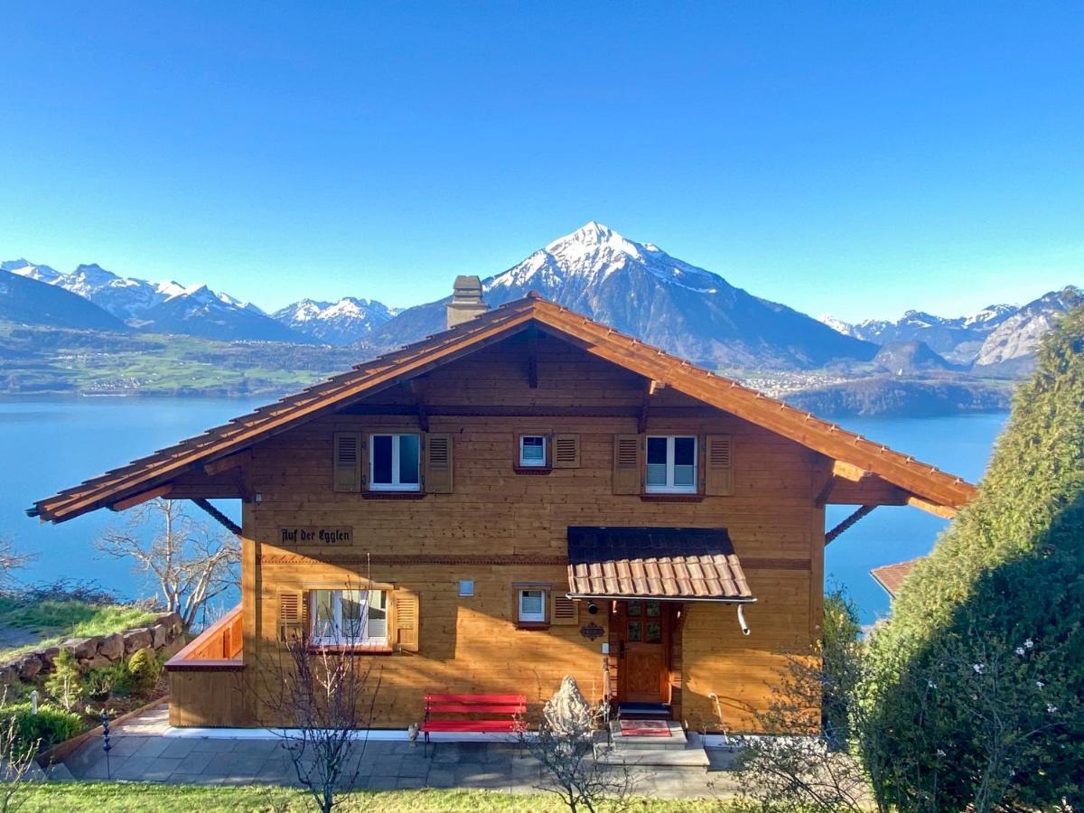 Chalet Egglen "Typical Swiss House, Best Views, Private Jacuzzi" Sigriswil Exterior foto