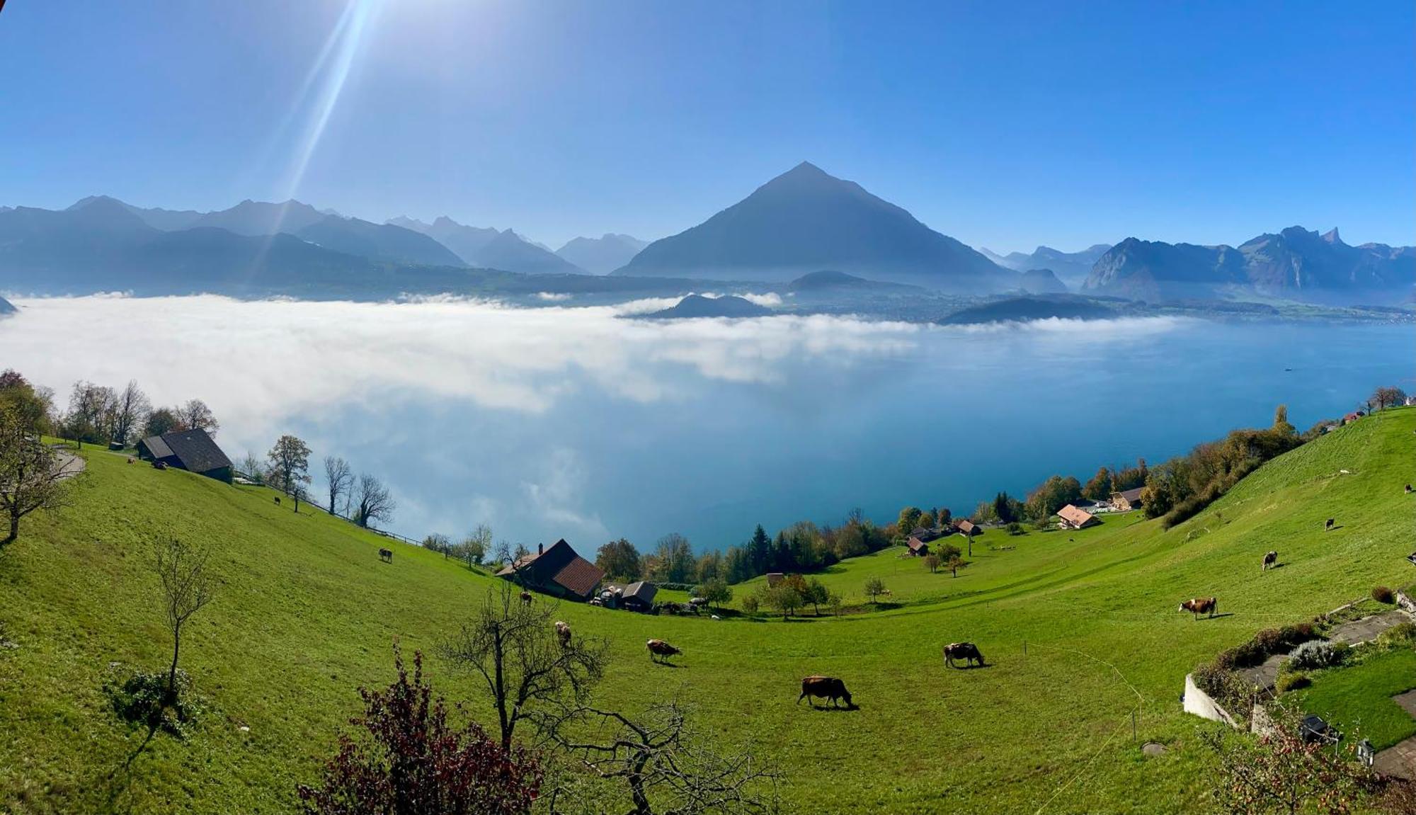 Chalet Egglen "Typical Swiss House, Best Views, Private Jacuzzi" Sigriswil Exterior foto